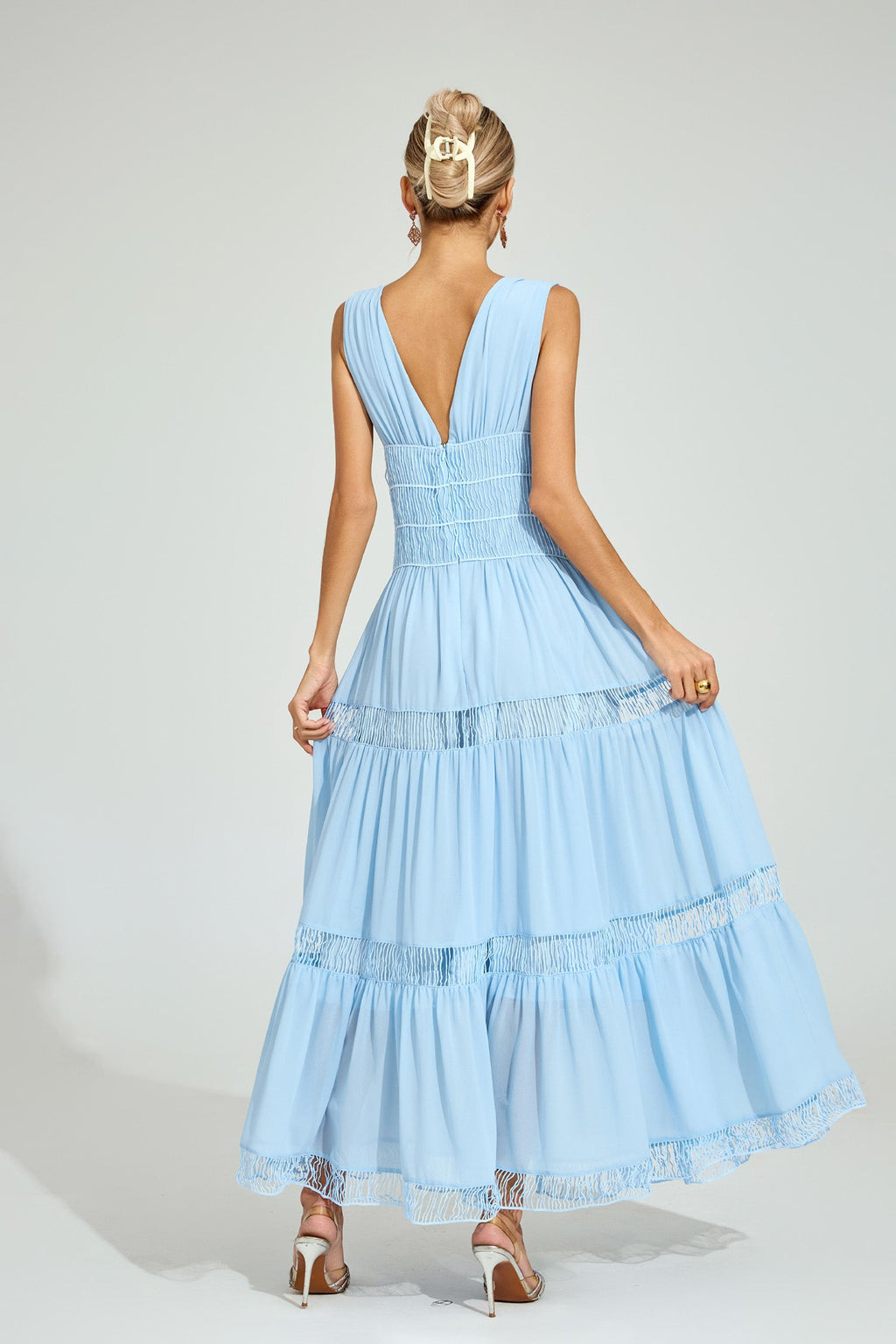 Halifax Light Blue Tiered Maxi Dress