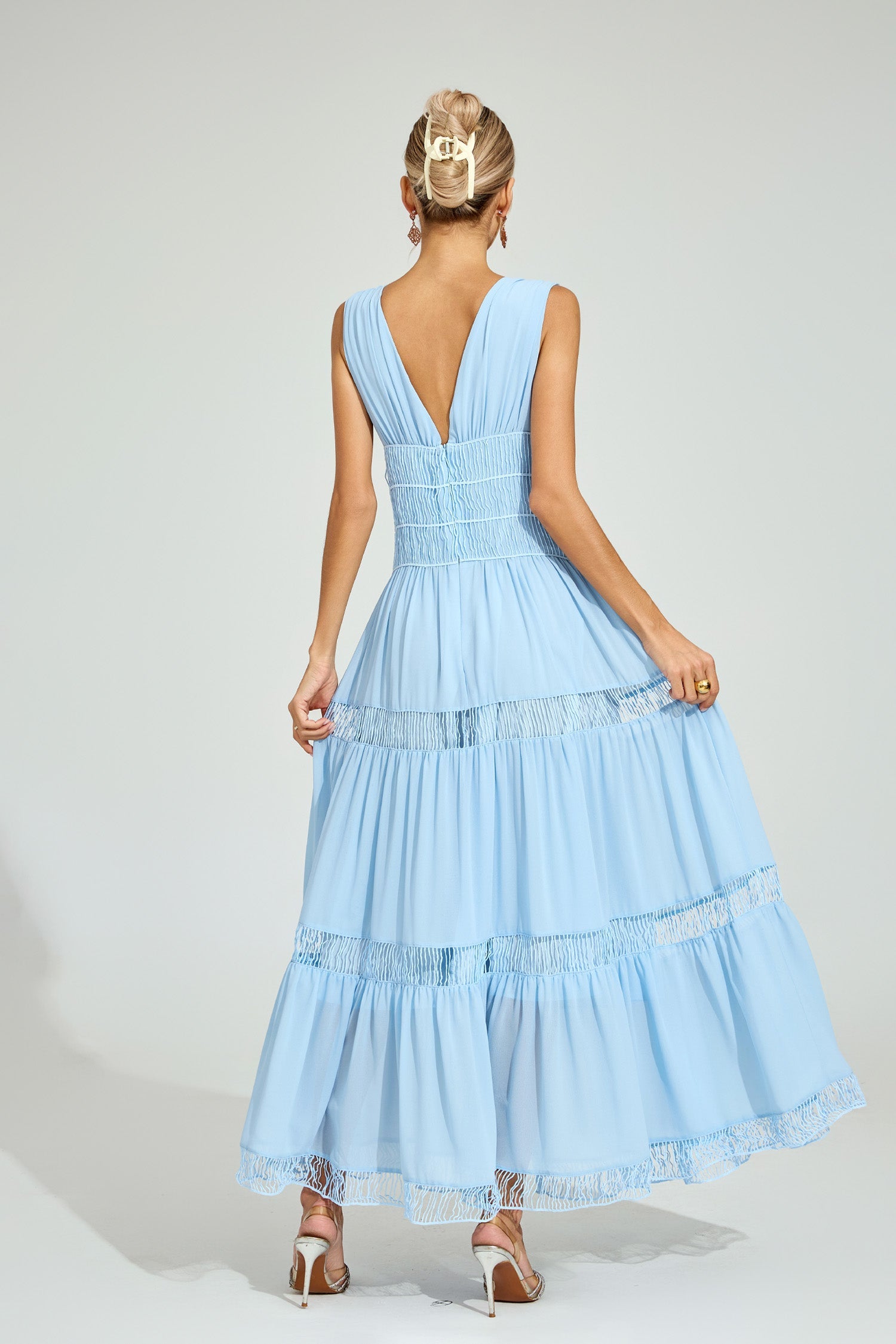 Halifax Light Blue Tiered Maxi Dress