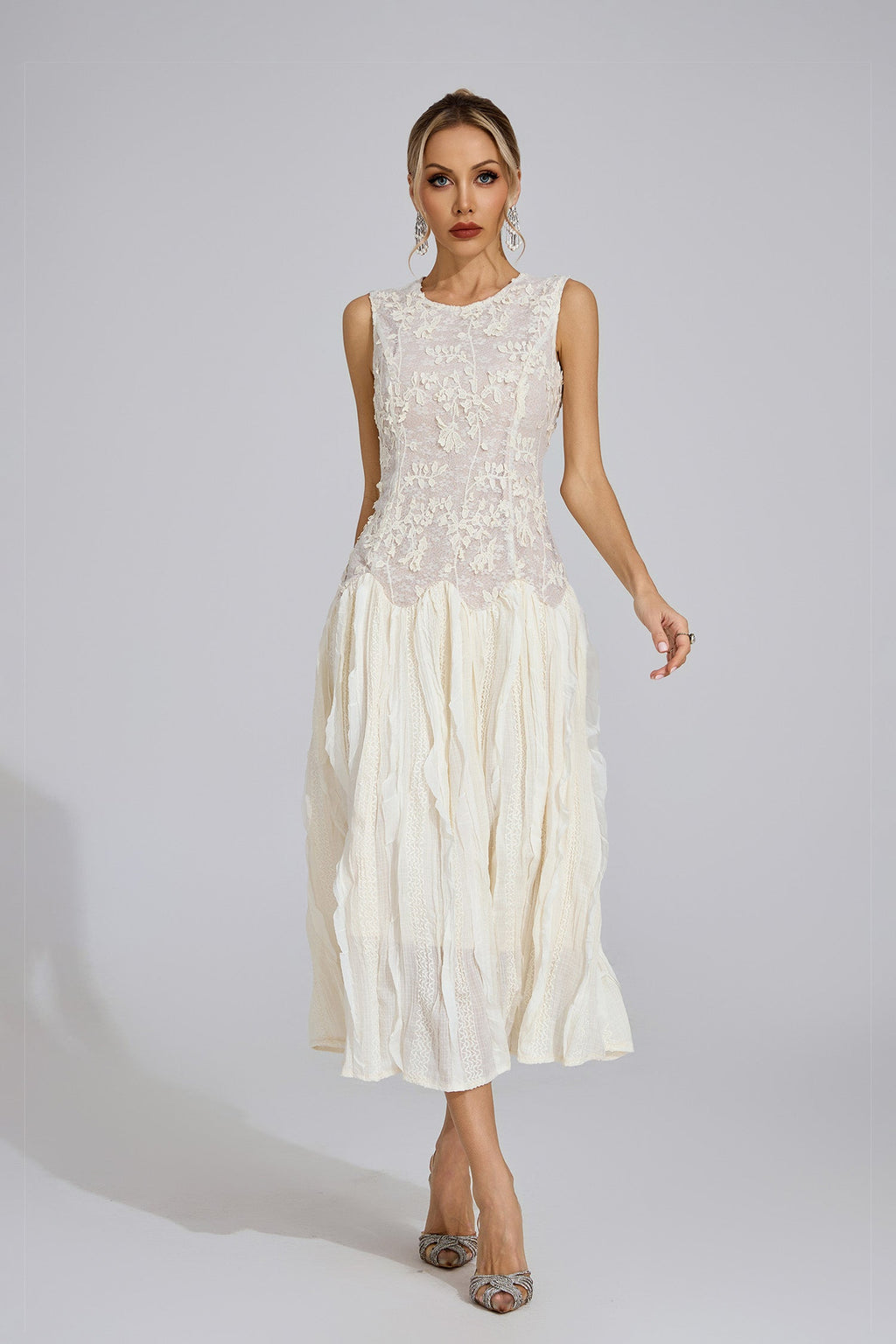Heulwen Ivory White Patterned Maxi Dress
