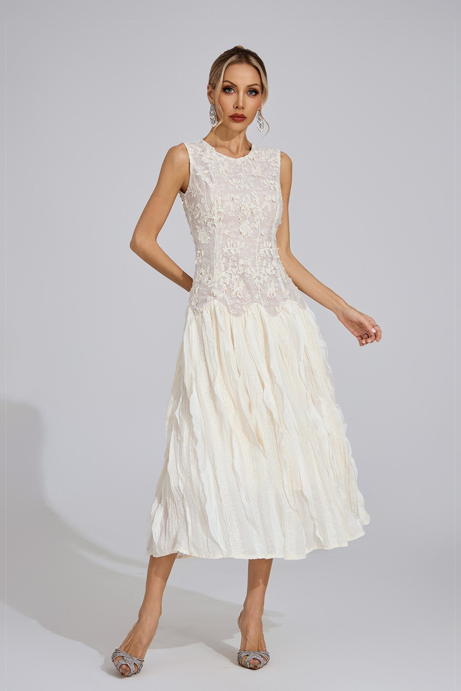 Heulwen Ivory White Patterned Maxi Dress