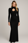 Nocturne Maxi Dress | Cut-out Turtleneck | Long Sleeve