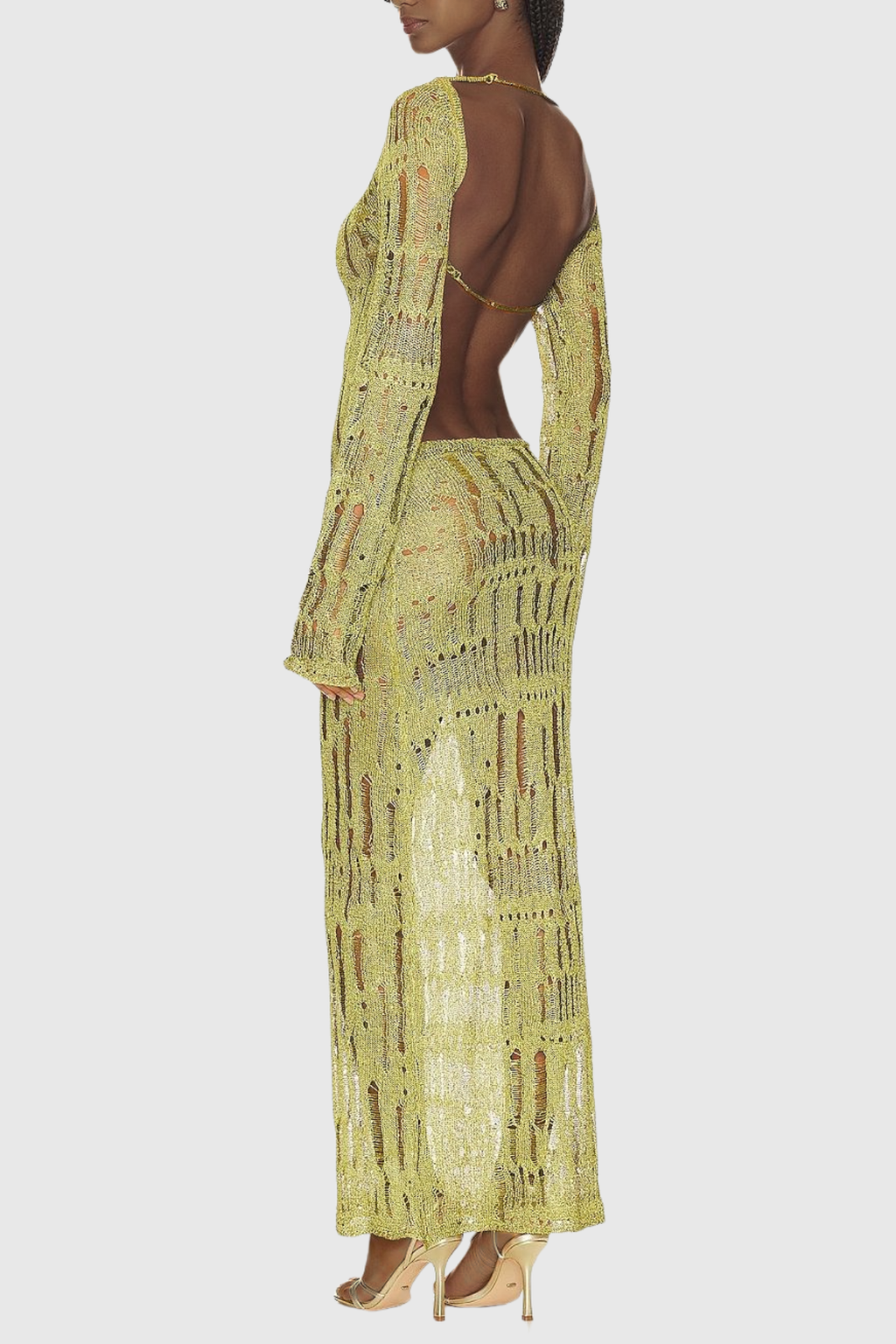 Dzana Backless Ripped Maxi Dress