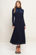 Size Small. VELVET GALAXY CHARM MIDI DRESS - NAVY - FINAL SALE