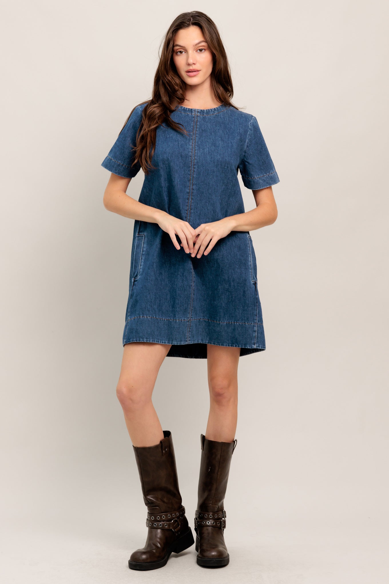 SIMPLY PUT TOGETHER DENIM MINI DRESS - FINAL SALE