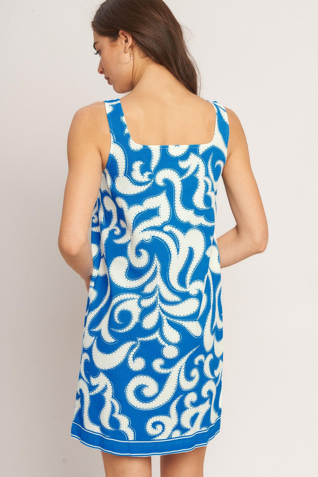 AZURE SWIRL BLUE MINI DRESS