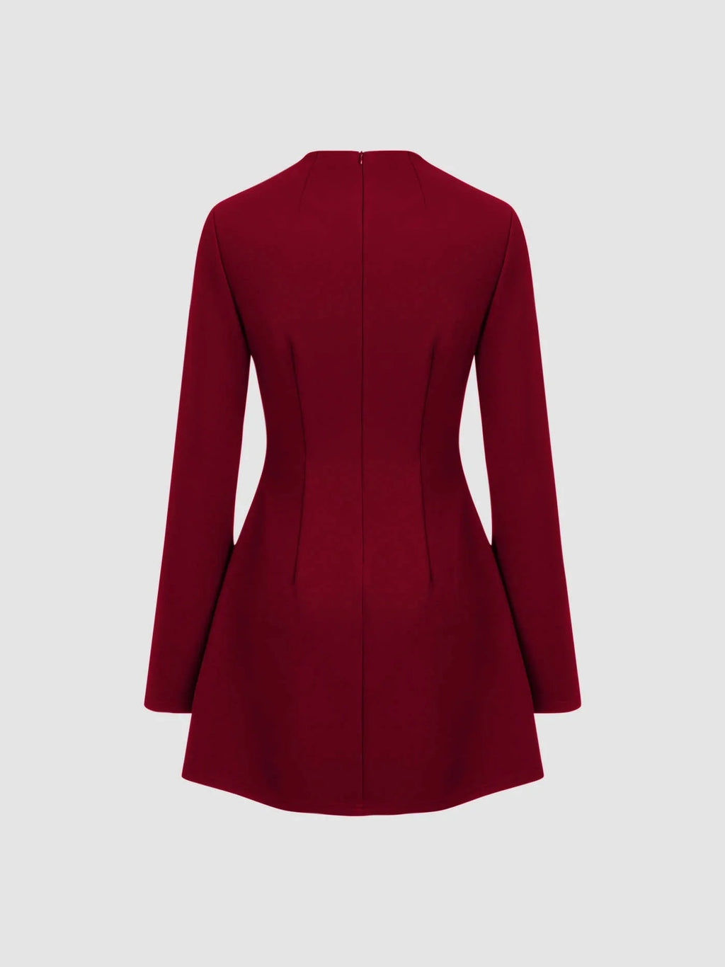 High Neck Solid Long Sleeve Mini Dress