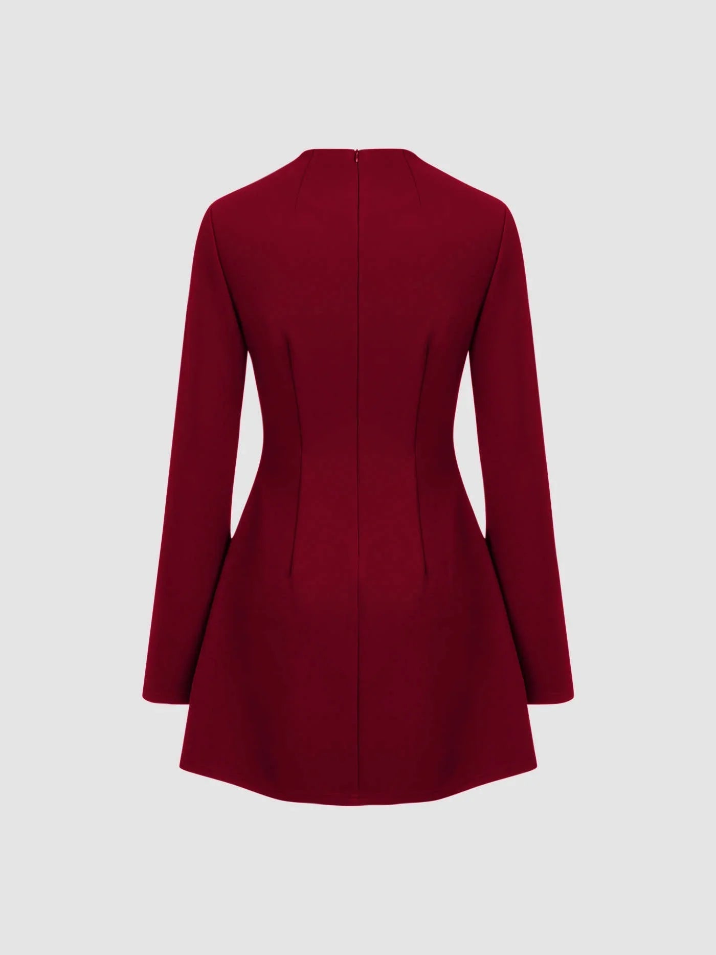 High Neck Solid Long Sleeve Mini Dress