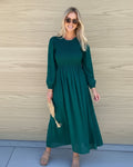 Iolana Dress - Deep Green Long Sleeve
