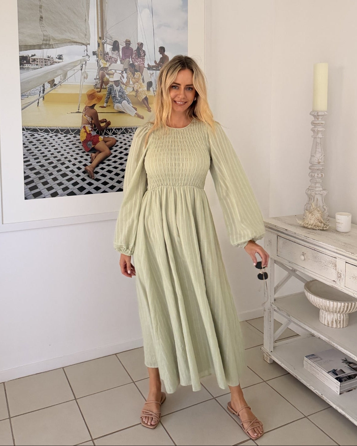 Iolana Dress - Soft Khaki Long Sleeve