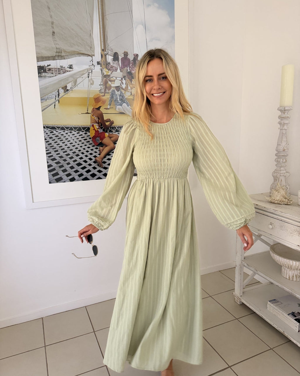 Iolana Dress - Soft Khaki Long Sleeve