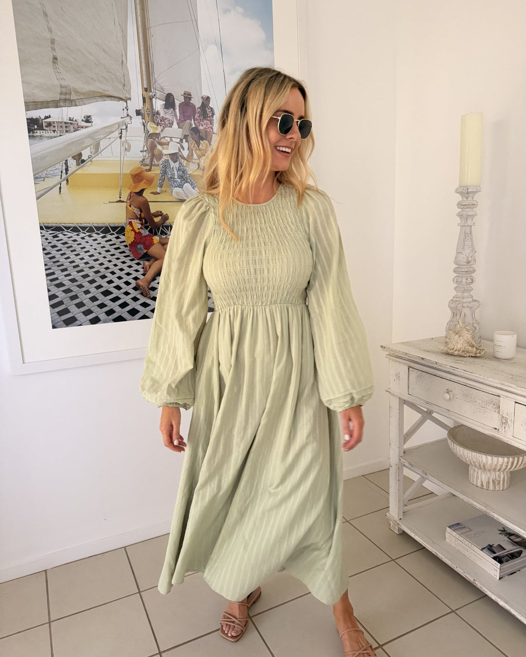 Iolana Dress - Soft Khaki Long Sleeve