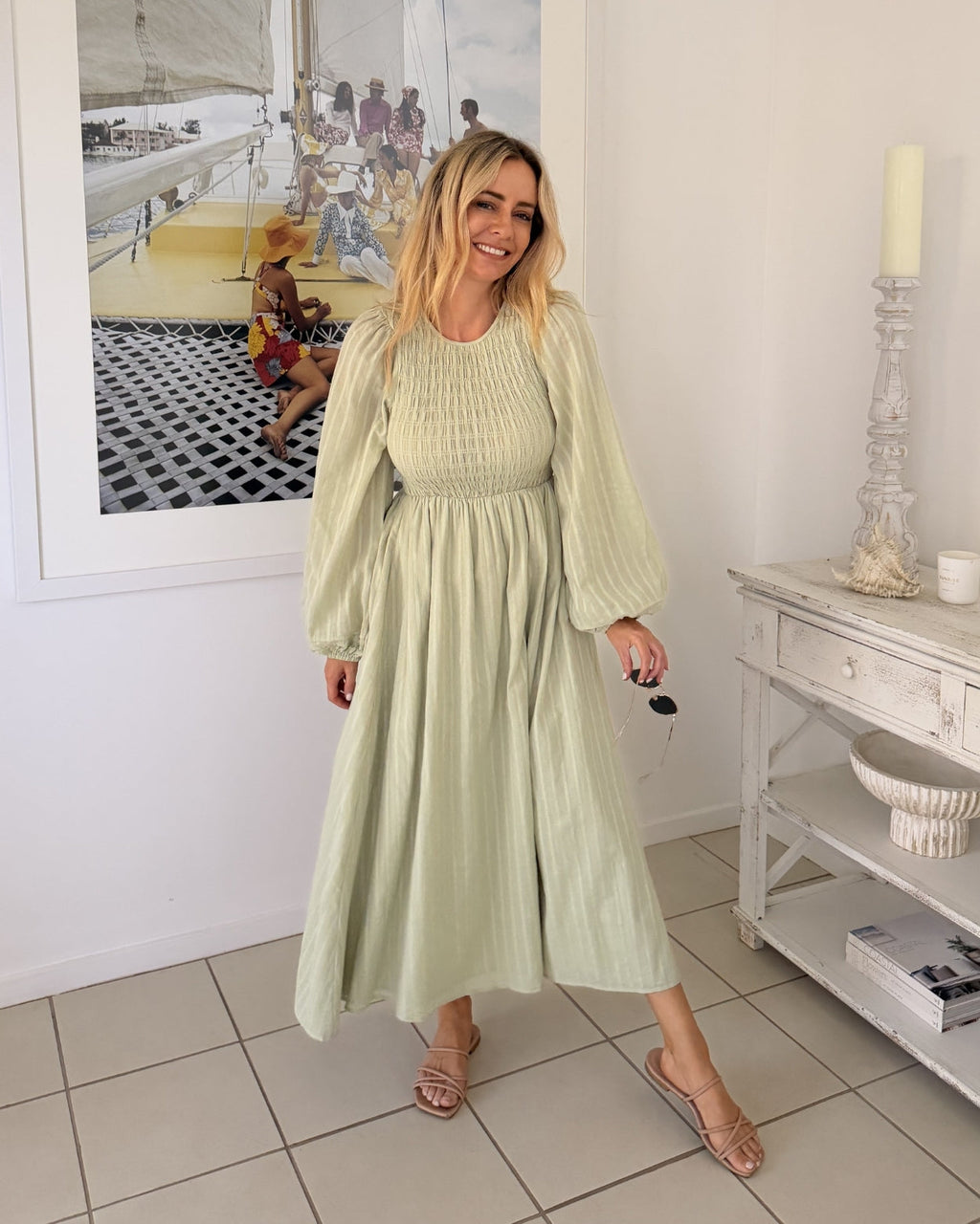 Iolana Dress - Soft Khaki Long Sleeve