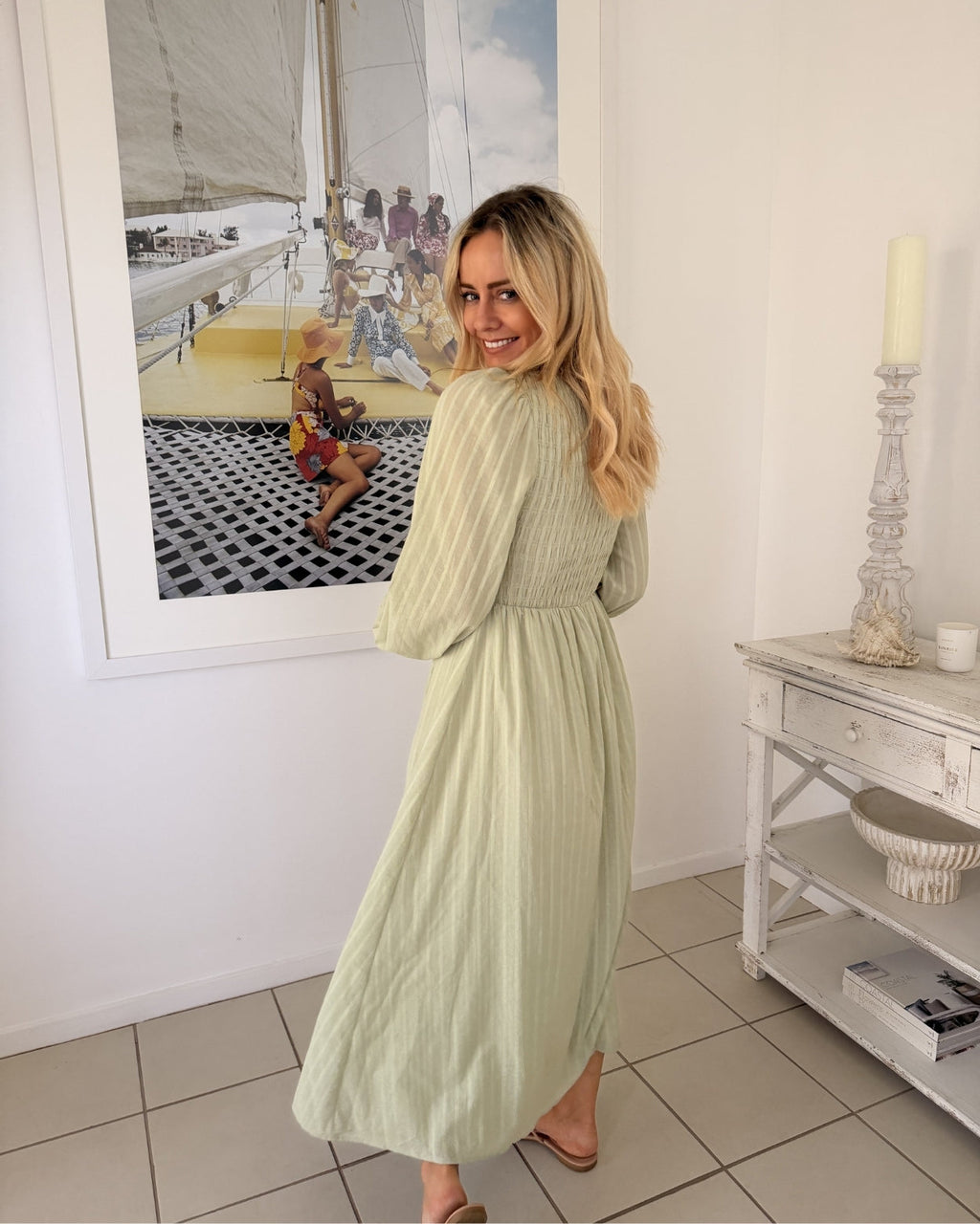 Iolana Dress - Soft Khaki Long Sleeve