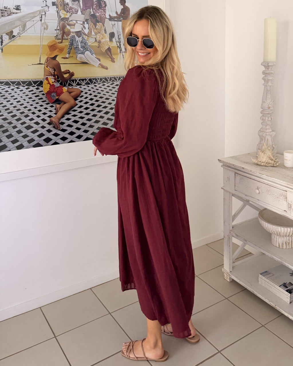 Iolana Dress - Wine Long Sleeve