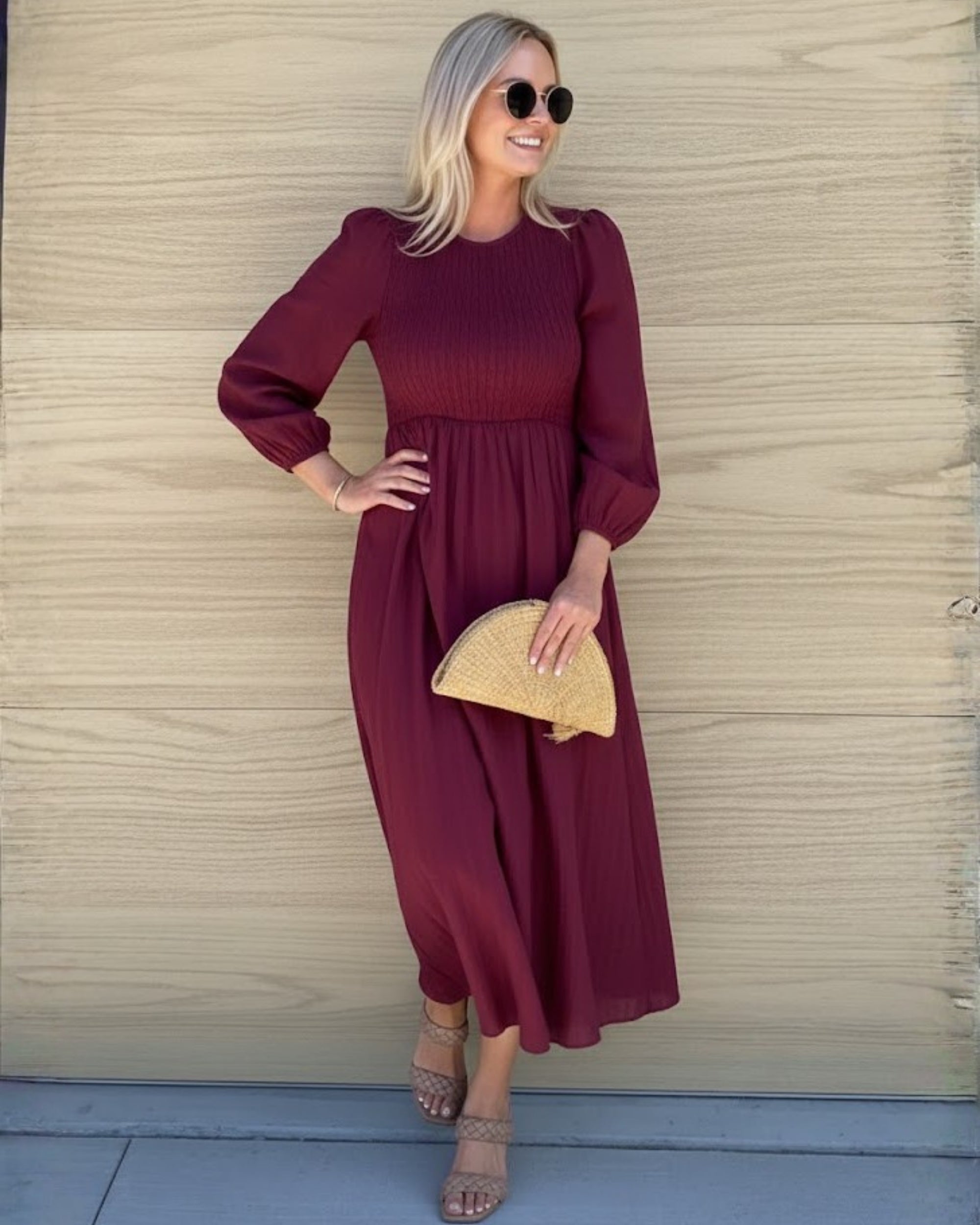 Iolana Dress - Wine Long Sleeve
