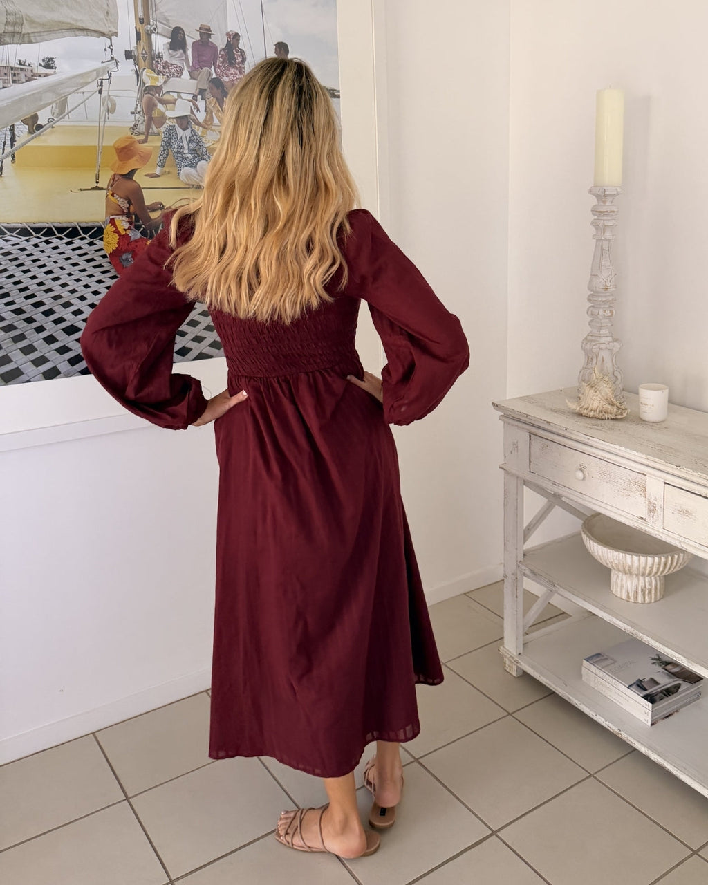 Iolana Dress - Wine Long Sleeve