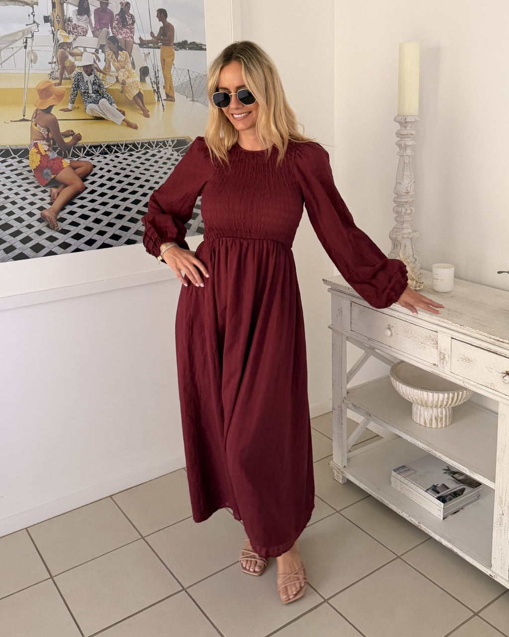 Iolana Dress - Wine Long Sleeve