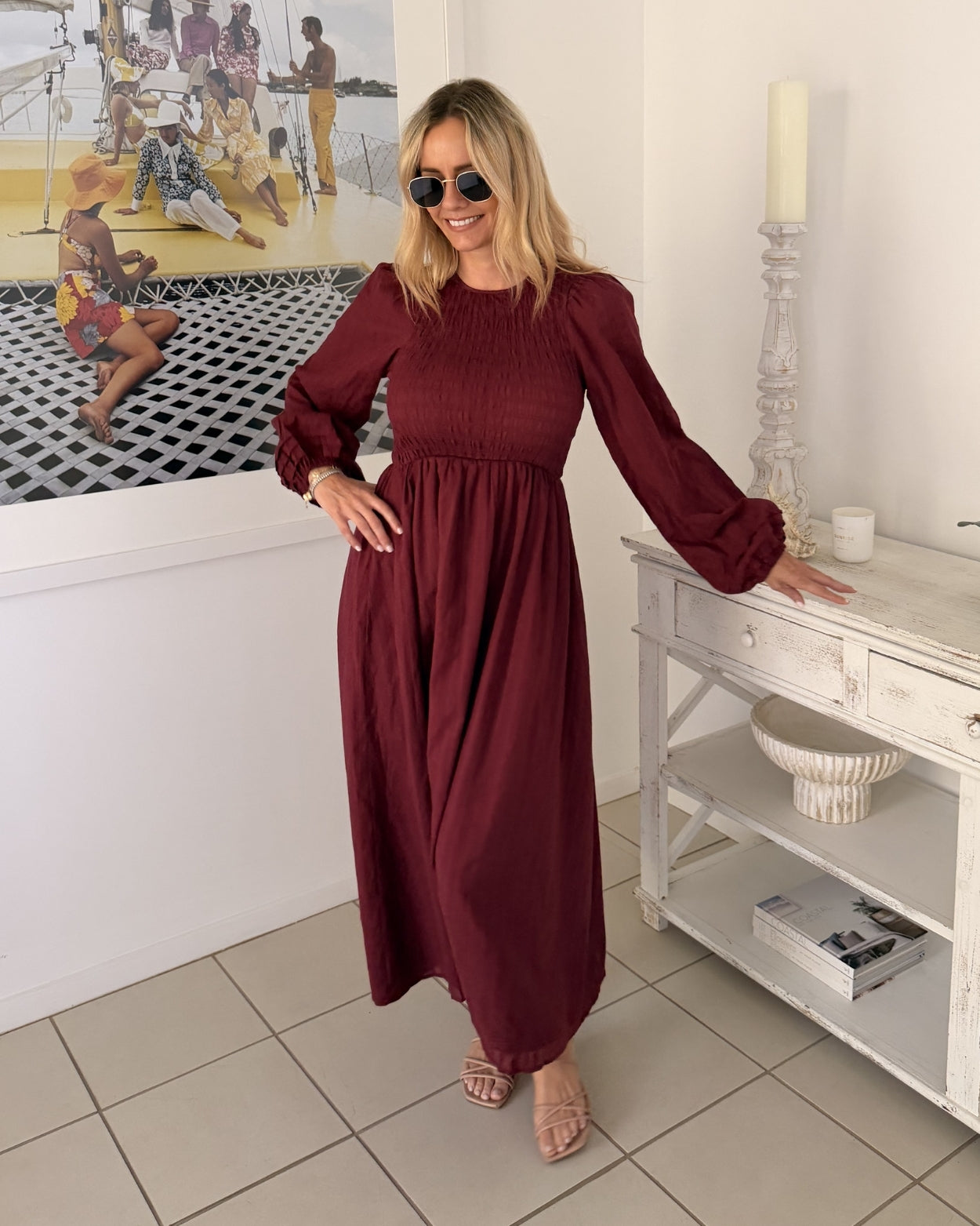 Iolana Dress - Wine Long Sleeve