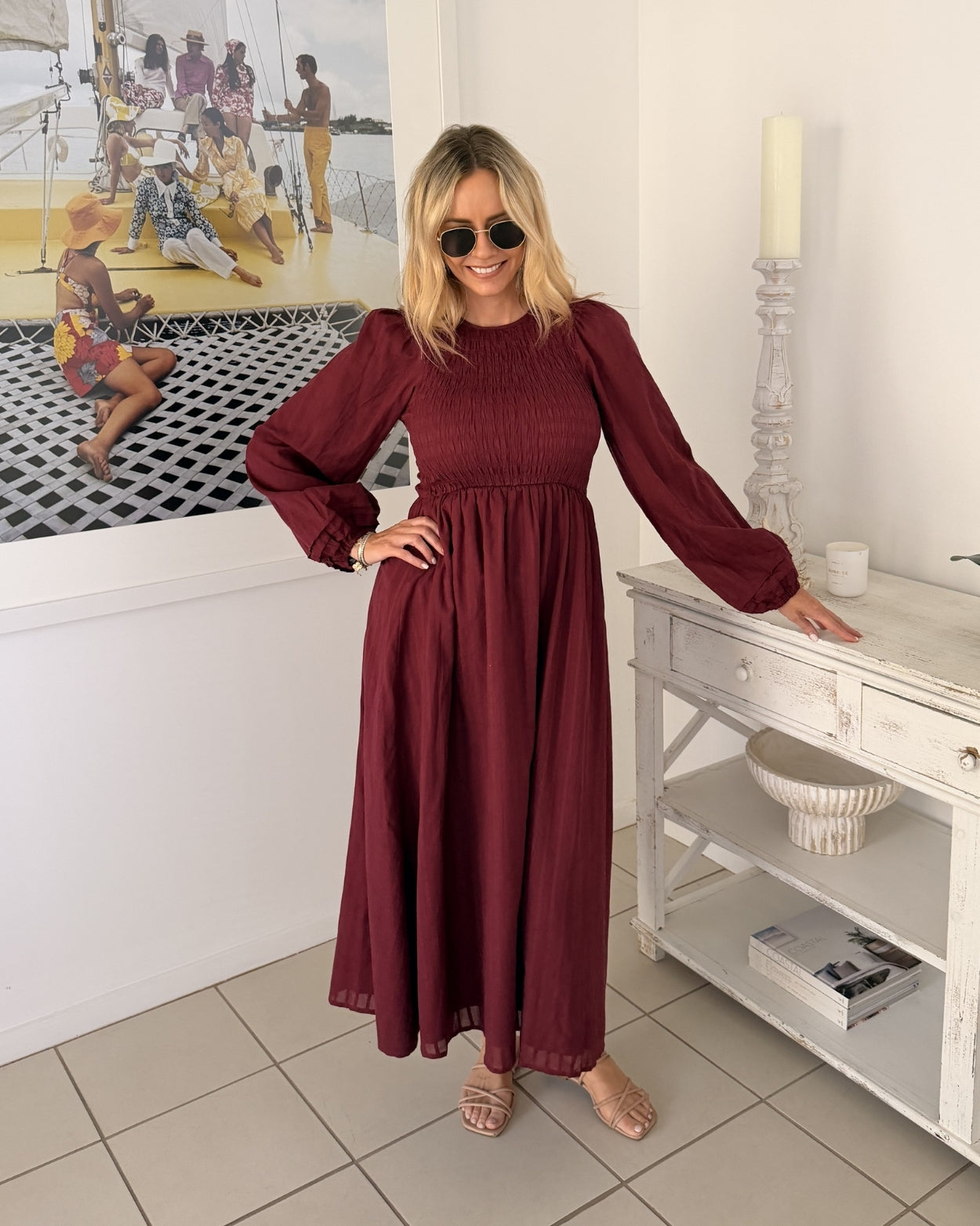 Iolana Dress - Wine Long Sleeve