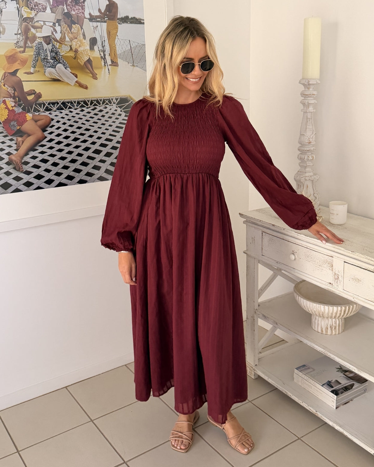 Iolana Dress - Wine Long Sleeve