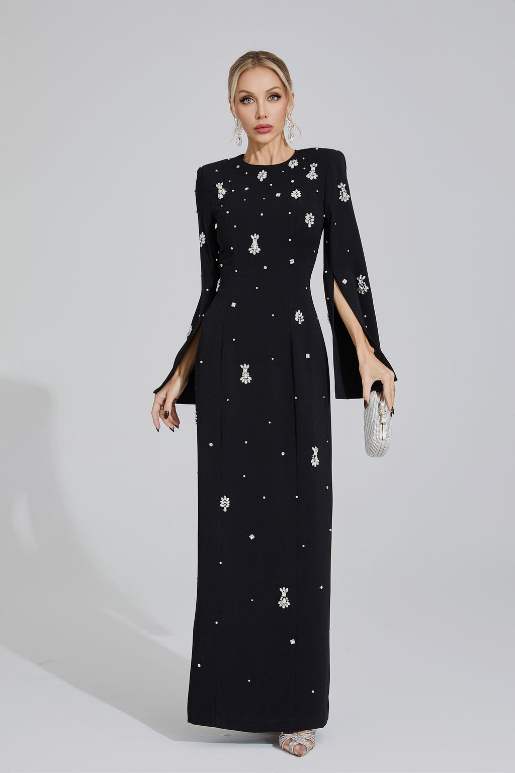 Isolde Black Diamond Maxi Dress