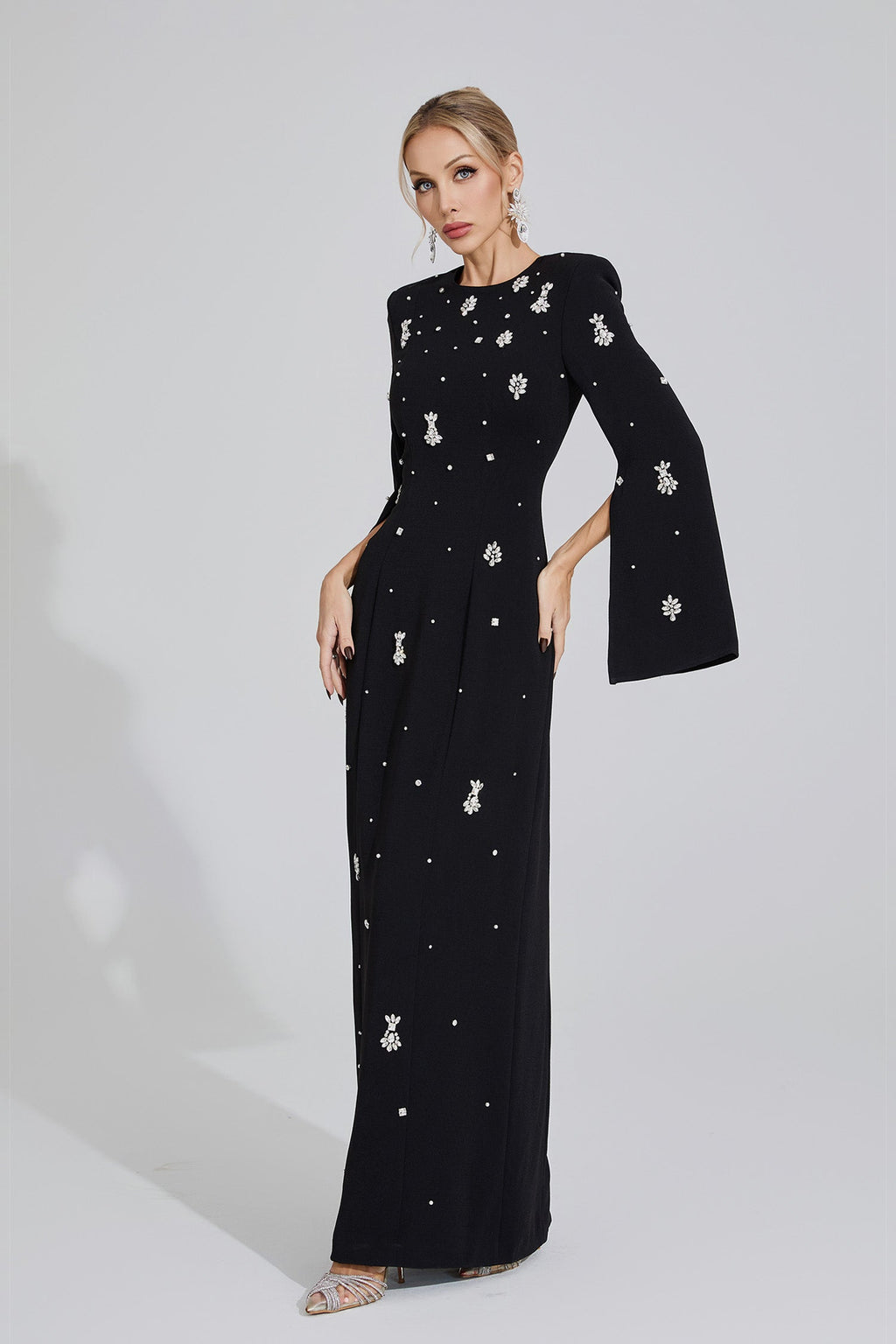 Isolde Black Diamond Maxi Dress