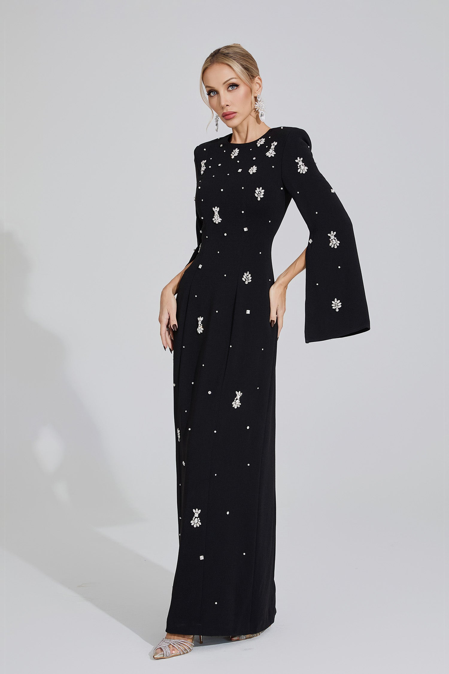 Isolde Black Diamond Maxi Dress