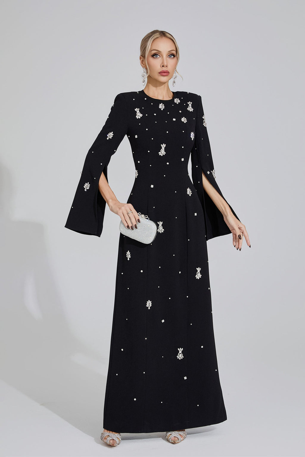 Isolde Black Diamond Maxi Dress
