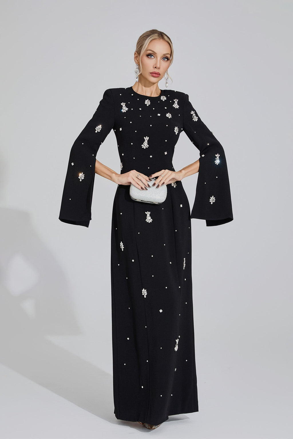 Isolde Black Diamond Maxi Dress