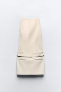 Ivory Belted Button Mini Dress