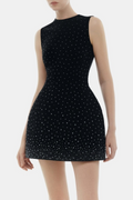 Jacara Crystal Sleeveless Mini Dress - Black
