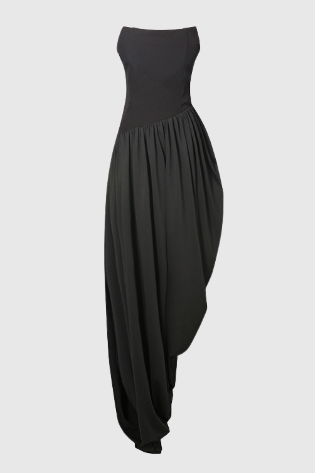 Jacopo Strapless Asymmetric Draped Maxi Dress - Black