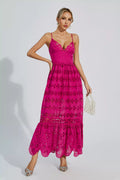 Jaylah  Rose Red Lace Slip Maxi Dress