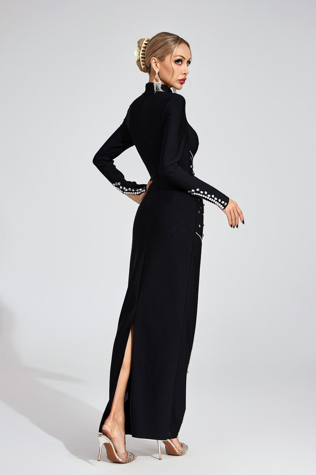 Jessamine Black Sequined Maxi Dress