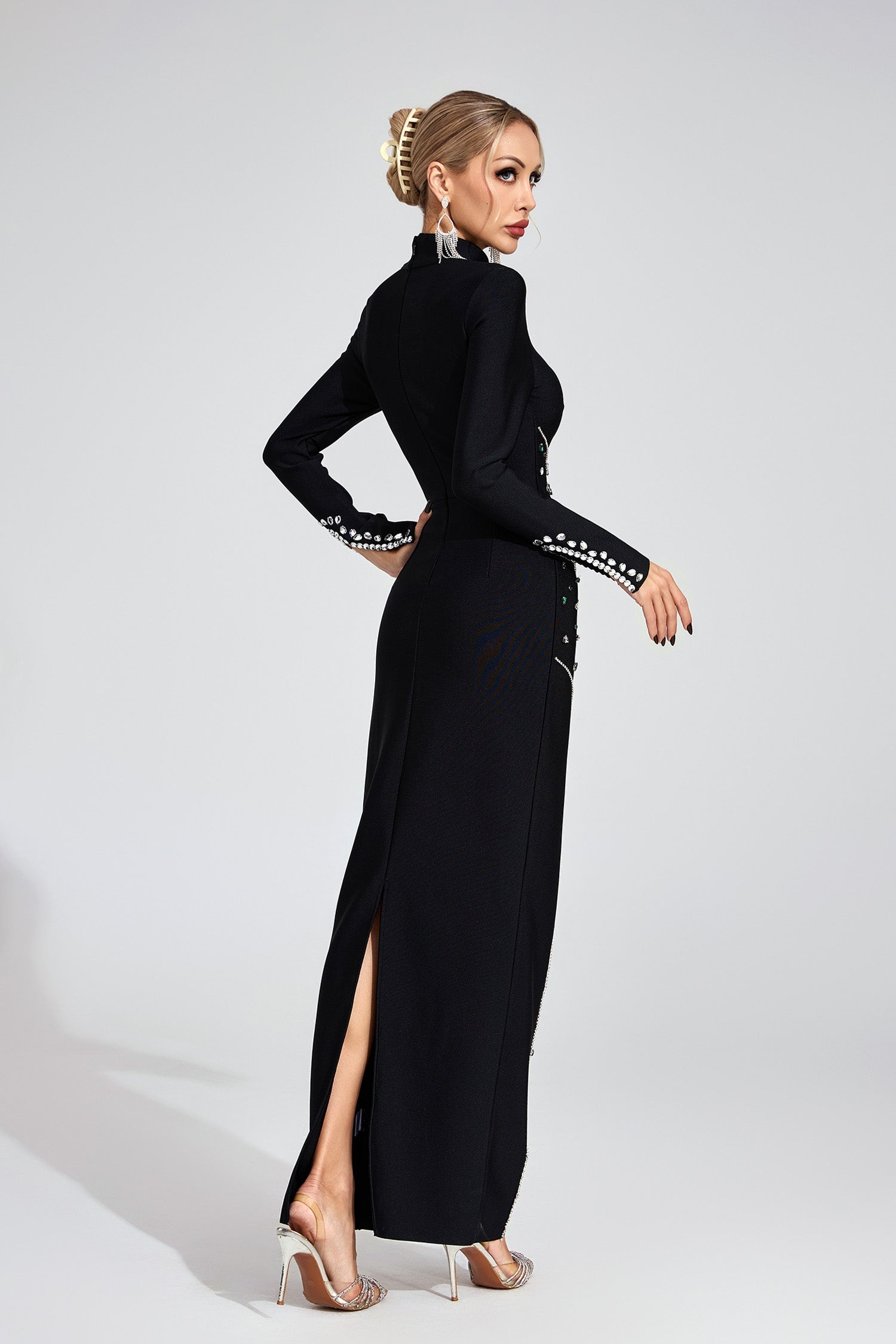 Jessamine Black Sequined Maxi Dress