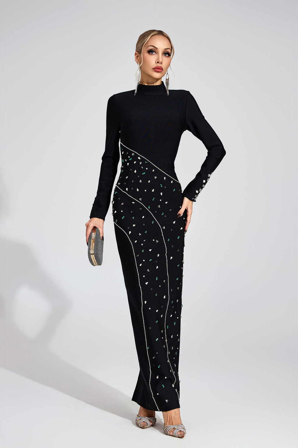 Jessamine Black Sequined Maxi Dress
