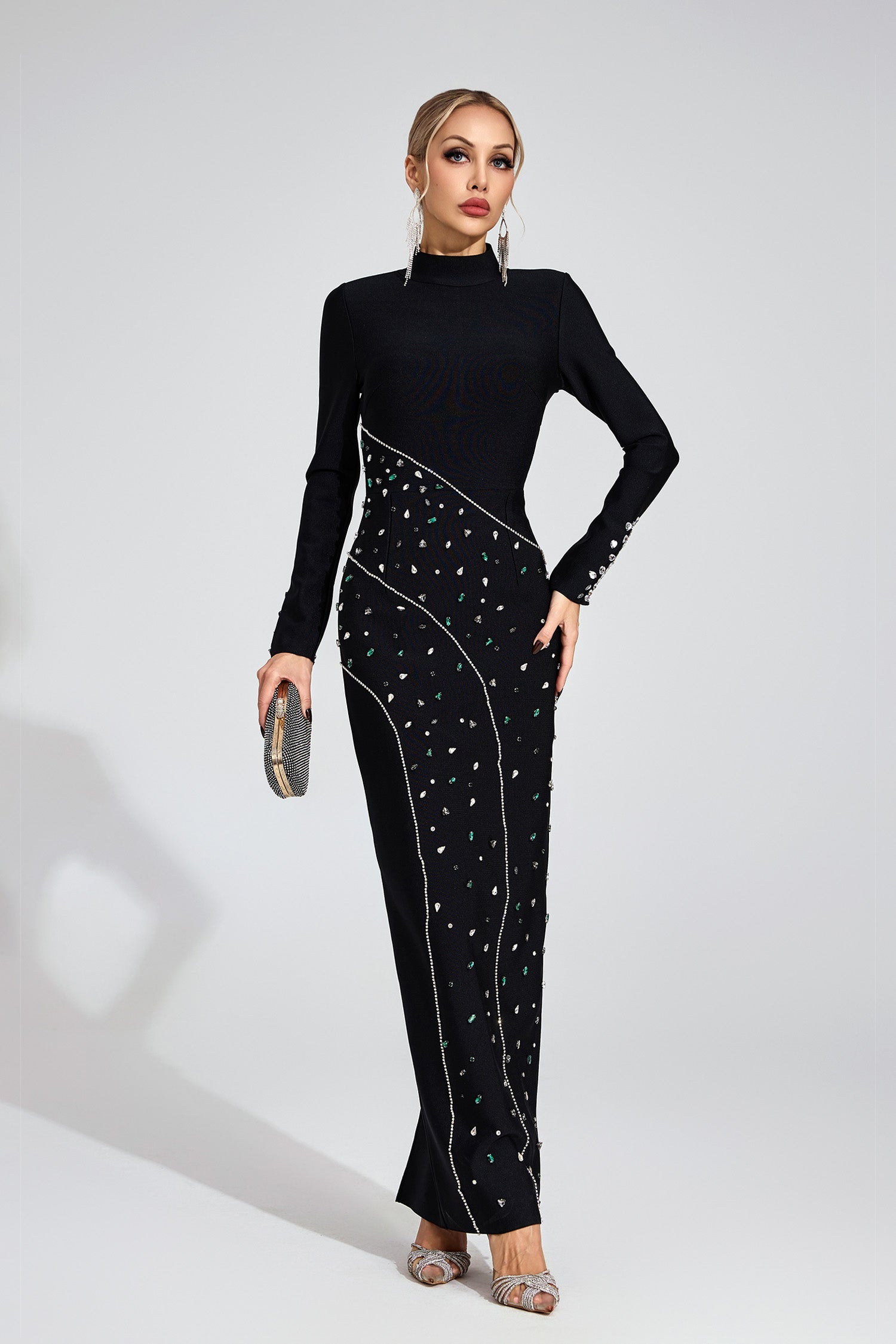 Jessamine Black Sequined Maxi Dress