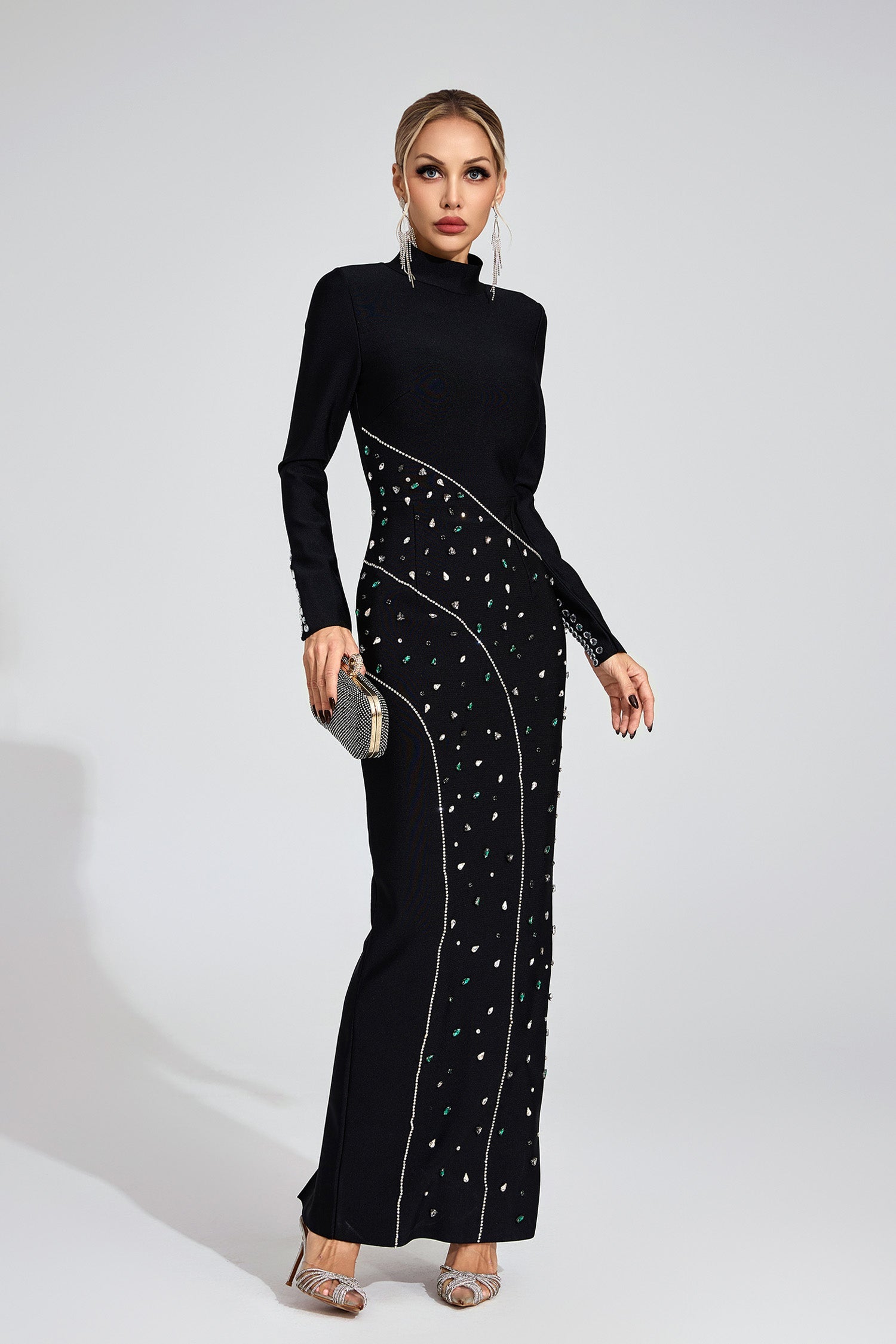 Jessamine Black Sequined Maxi Dress