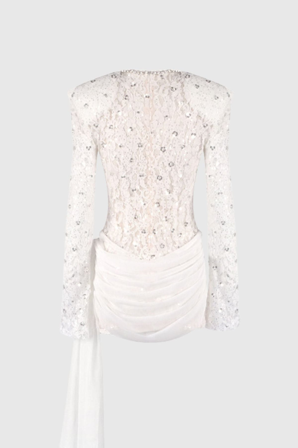 Jonella Sequin Embellished Lace Dreaped Mini Dress
