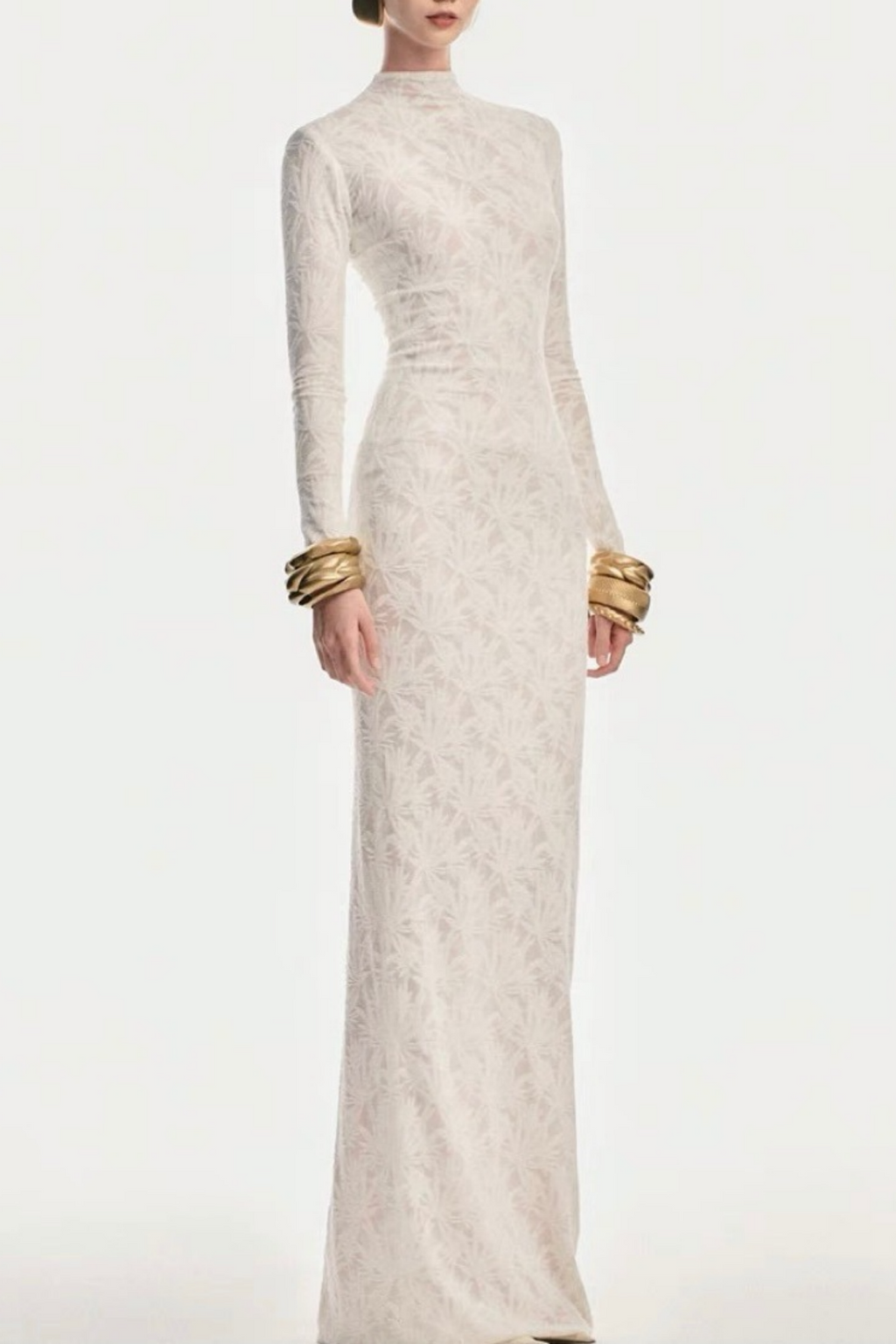 Karta Leaf Jacquard Knit Maxi Dress