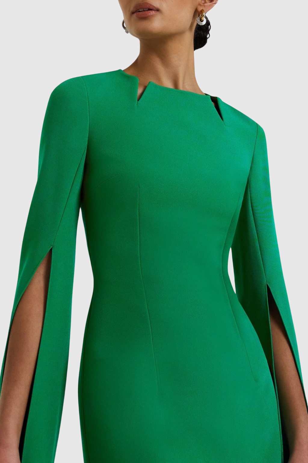 Kateri Cape Sleeve Maxi Dress - Green