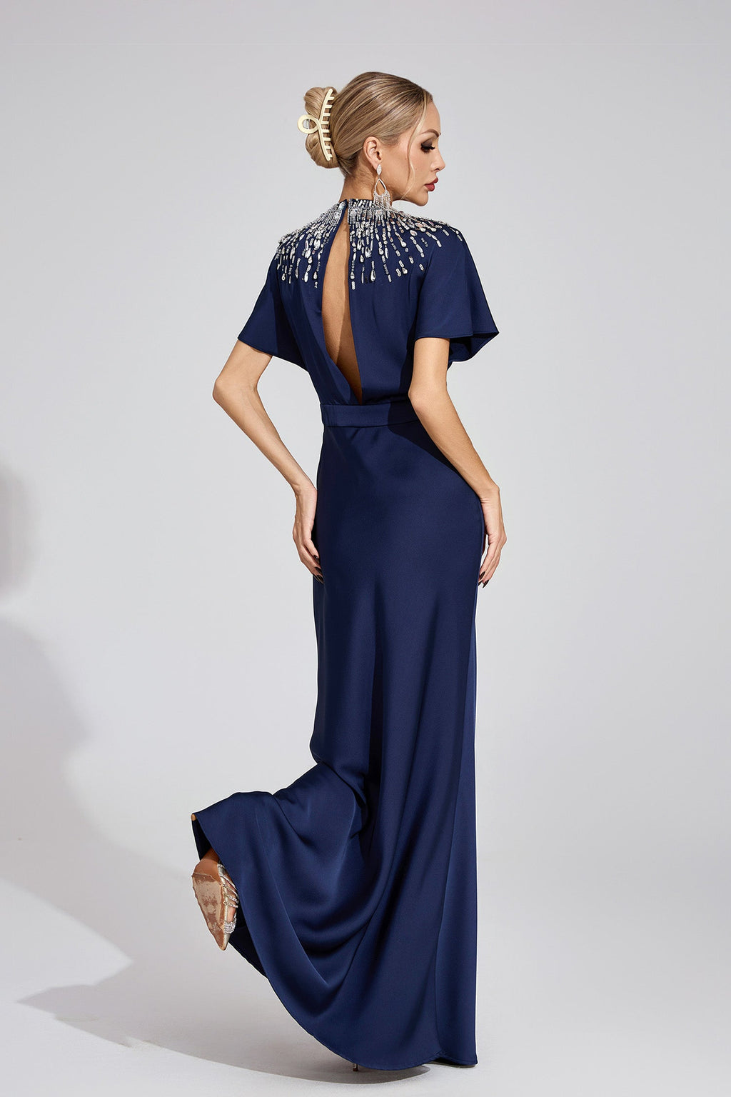 Kerensa Dark Blue Diamond Maxi Dress
