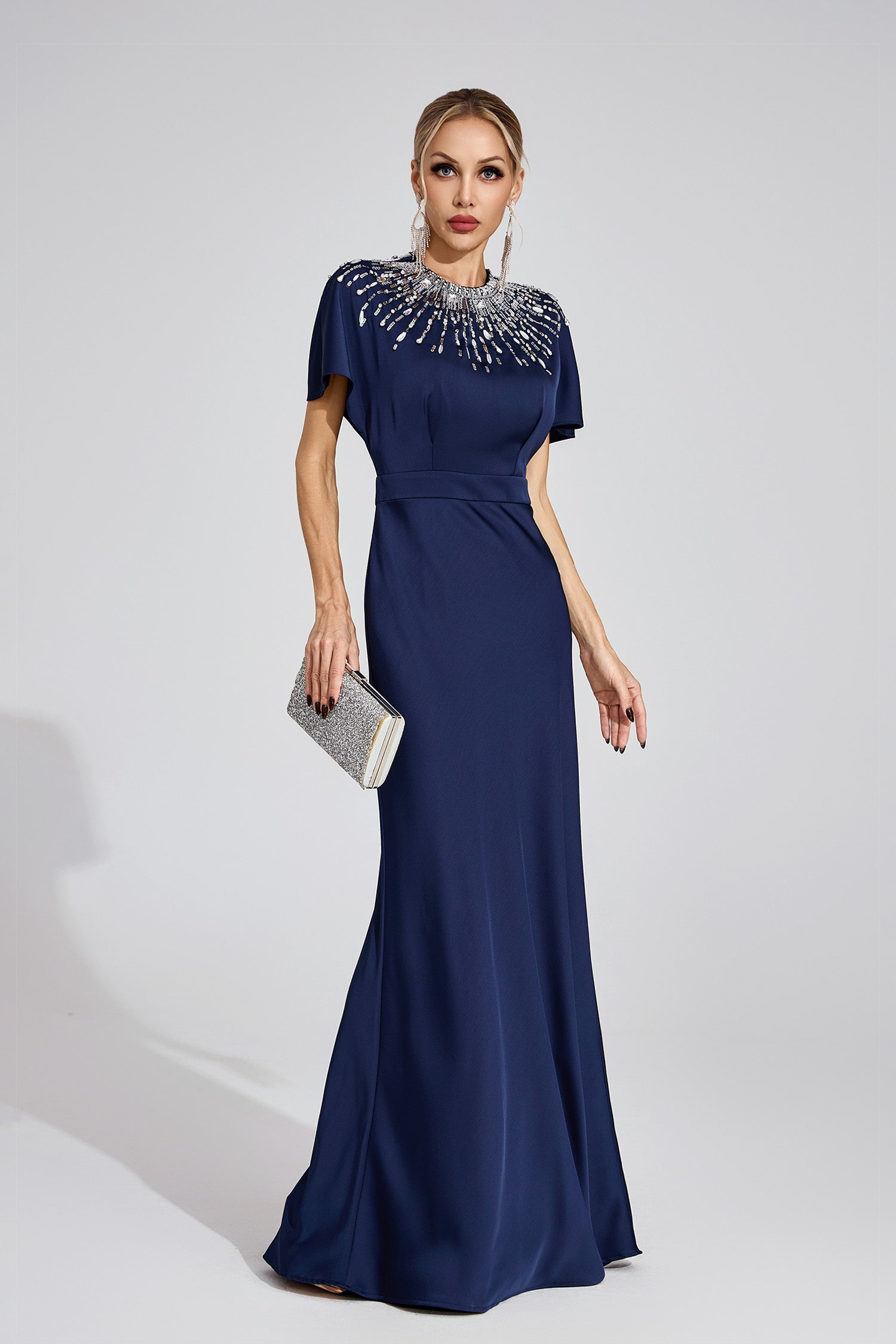 Kerensa Dark Blue Diamond Maxi Dress