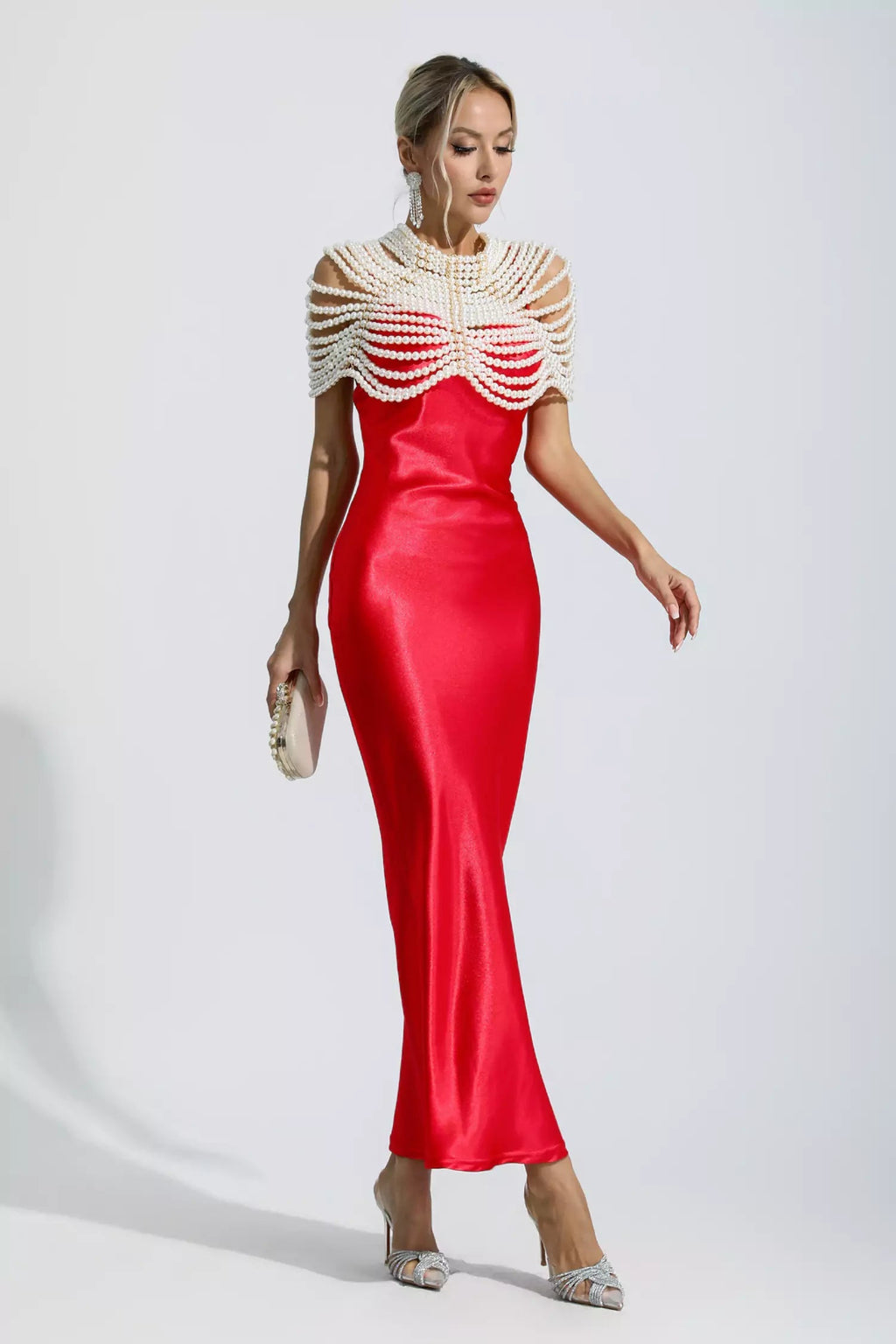 Kinsley Red Mermaid Satin Maxi Dress
