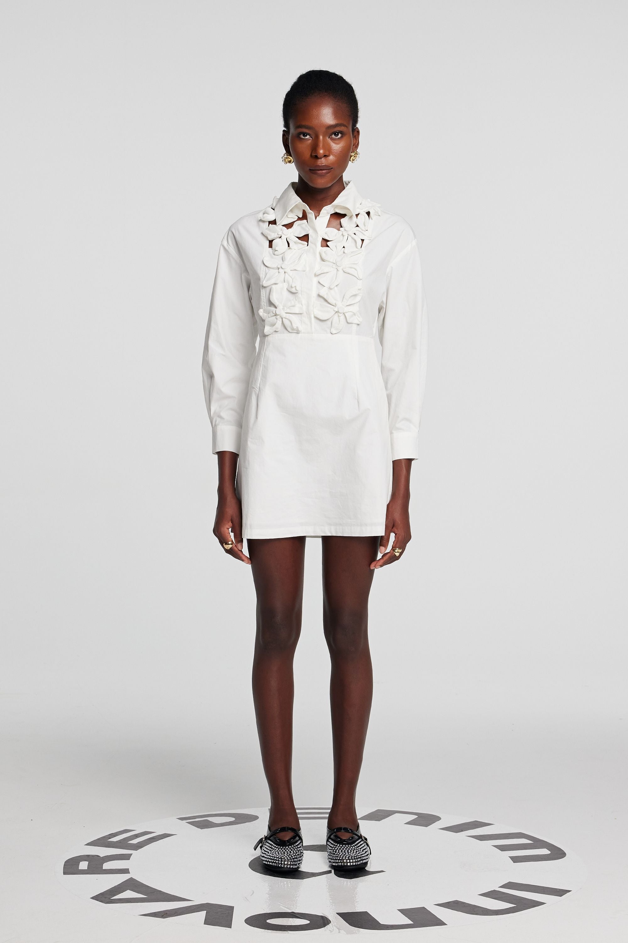Kira Cutout Flower Long Sleeves Mini Dress