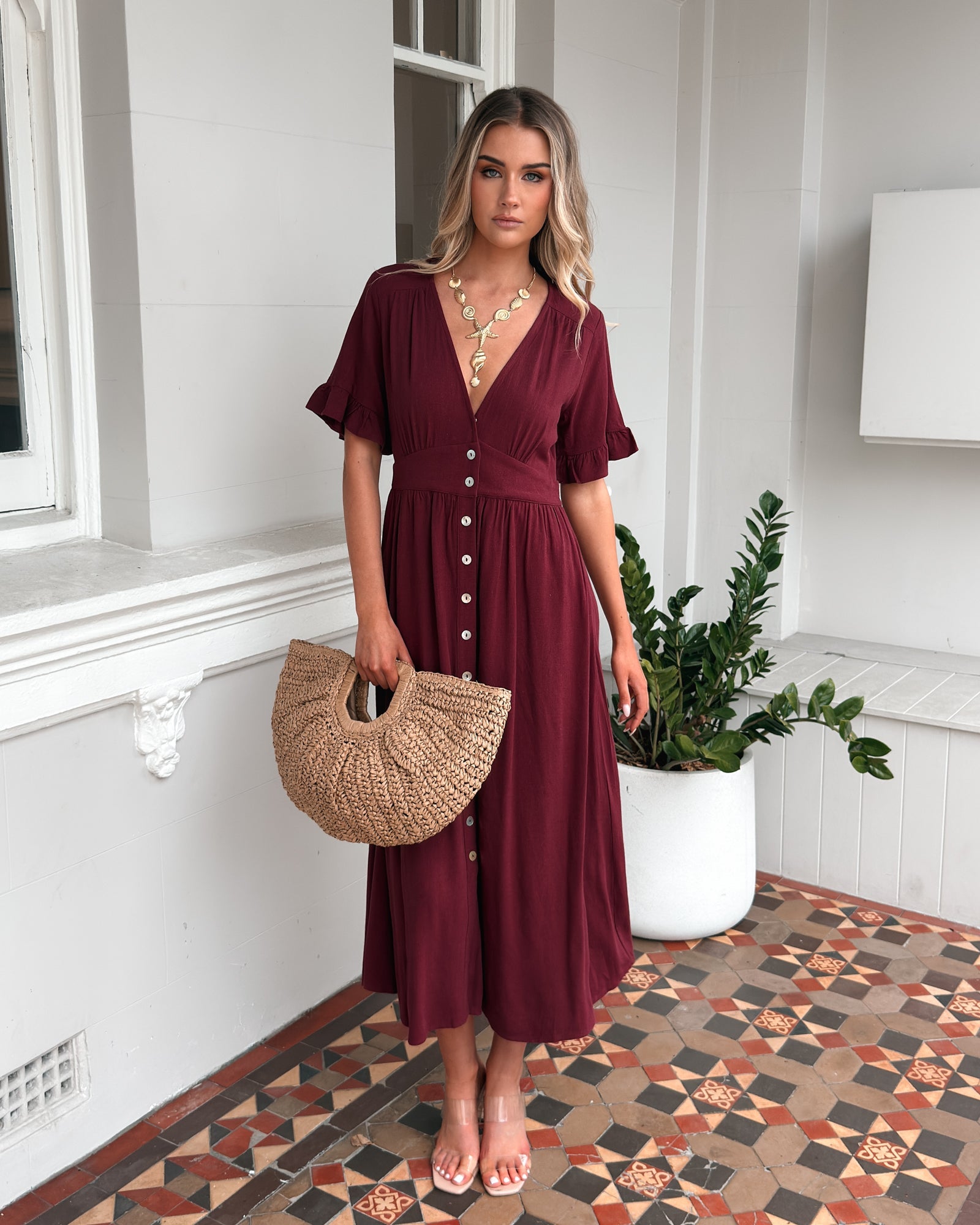 Korbela Dress - Bordeaux