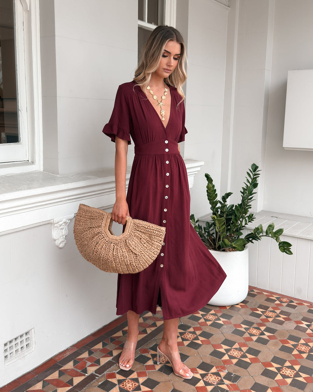 Korbela Dress - Bordeaux