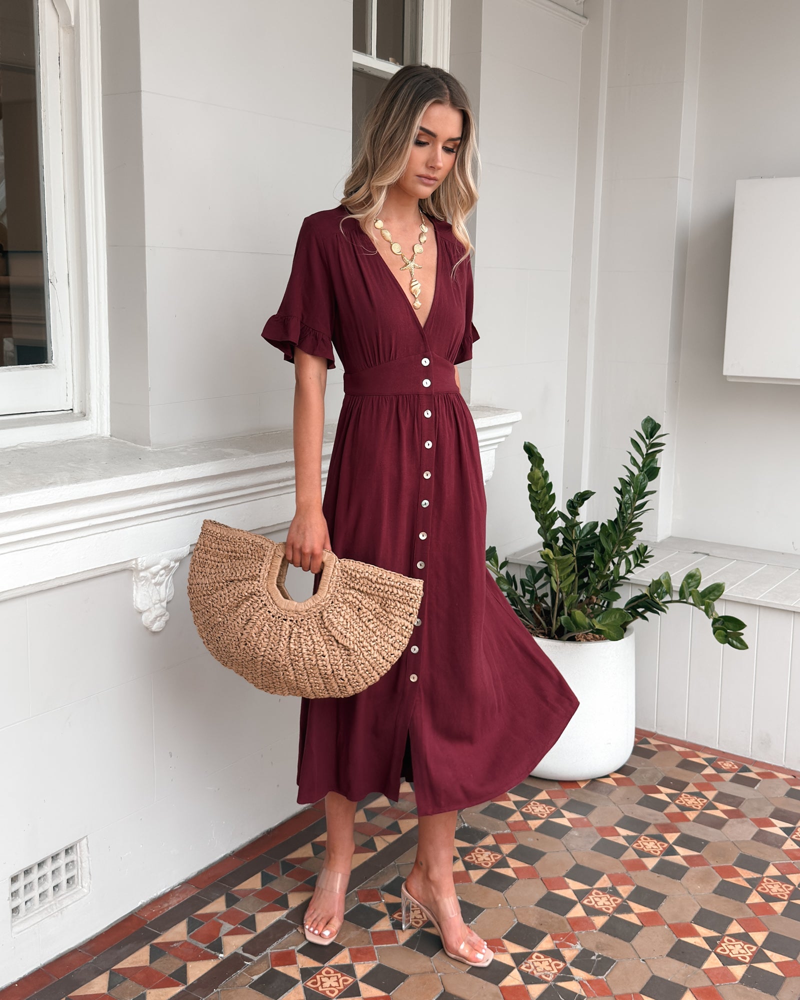 Korbela Dress - Bordeaux