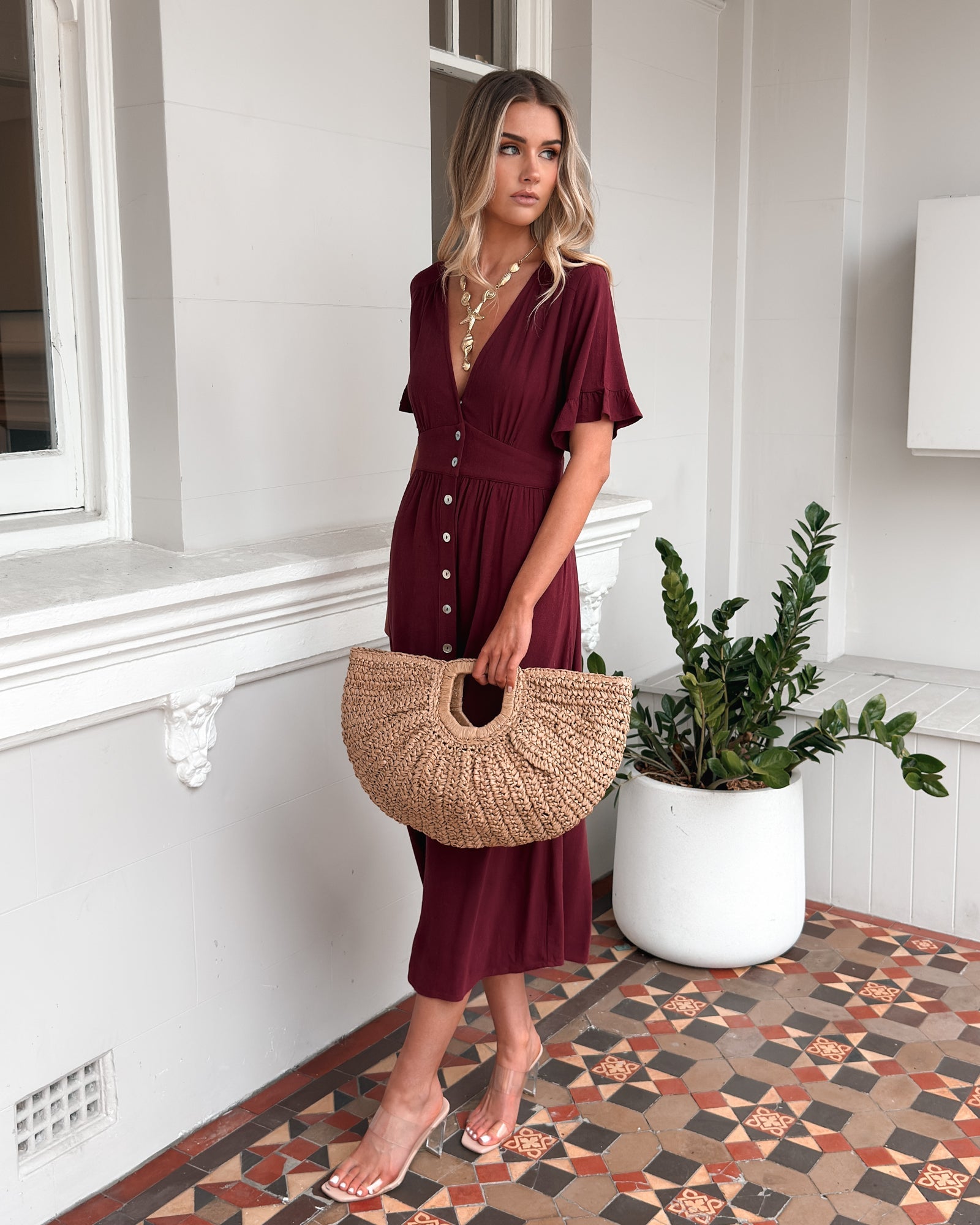Korbela Dress - Bordeaux