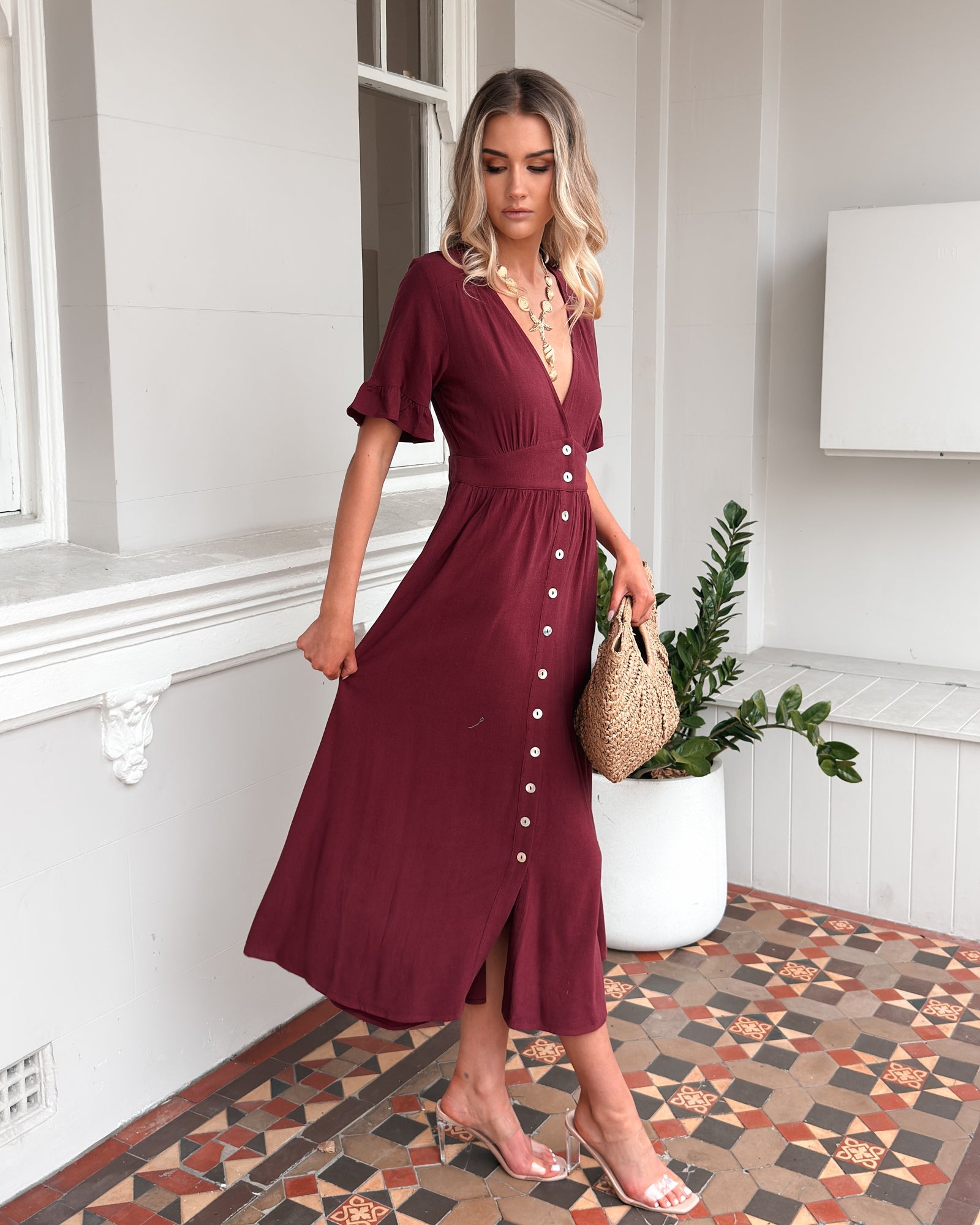 Korbela Dress - Bordeaux